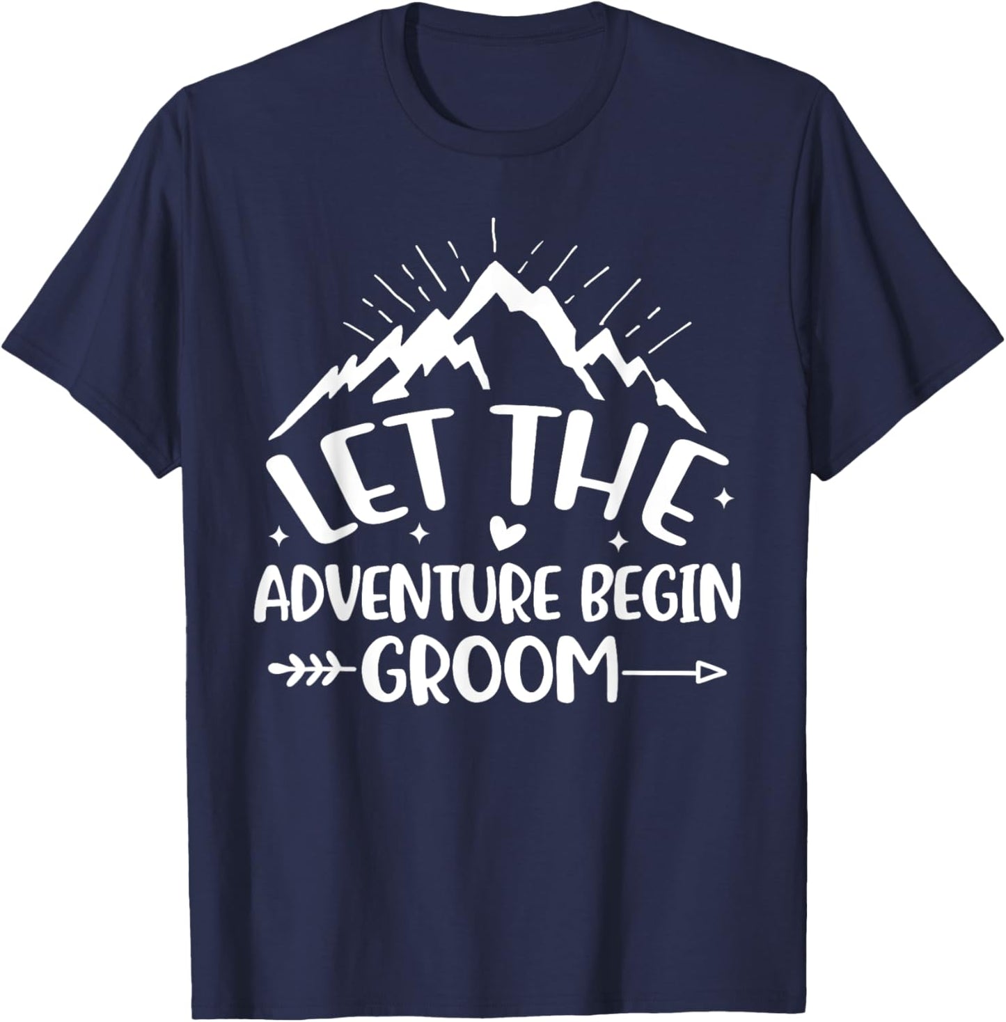 Let Adventure Begin Groom Couples Matching Camping Mountain T-Shirt - T-Shirt | Navy