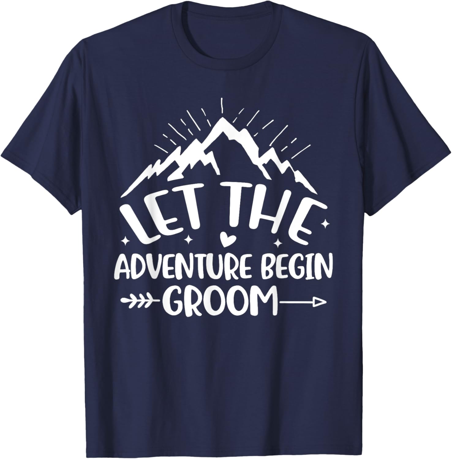 Let Adventure Begin Groom Couples Matching Camping Mountain T-Shirt - T-Shirt | Navy