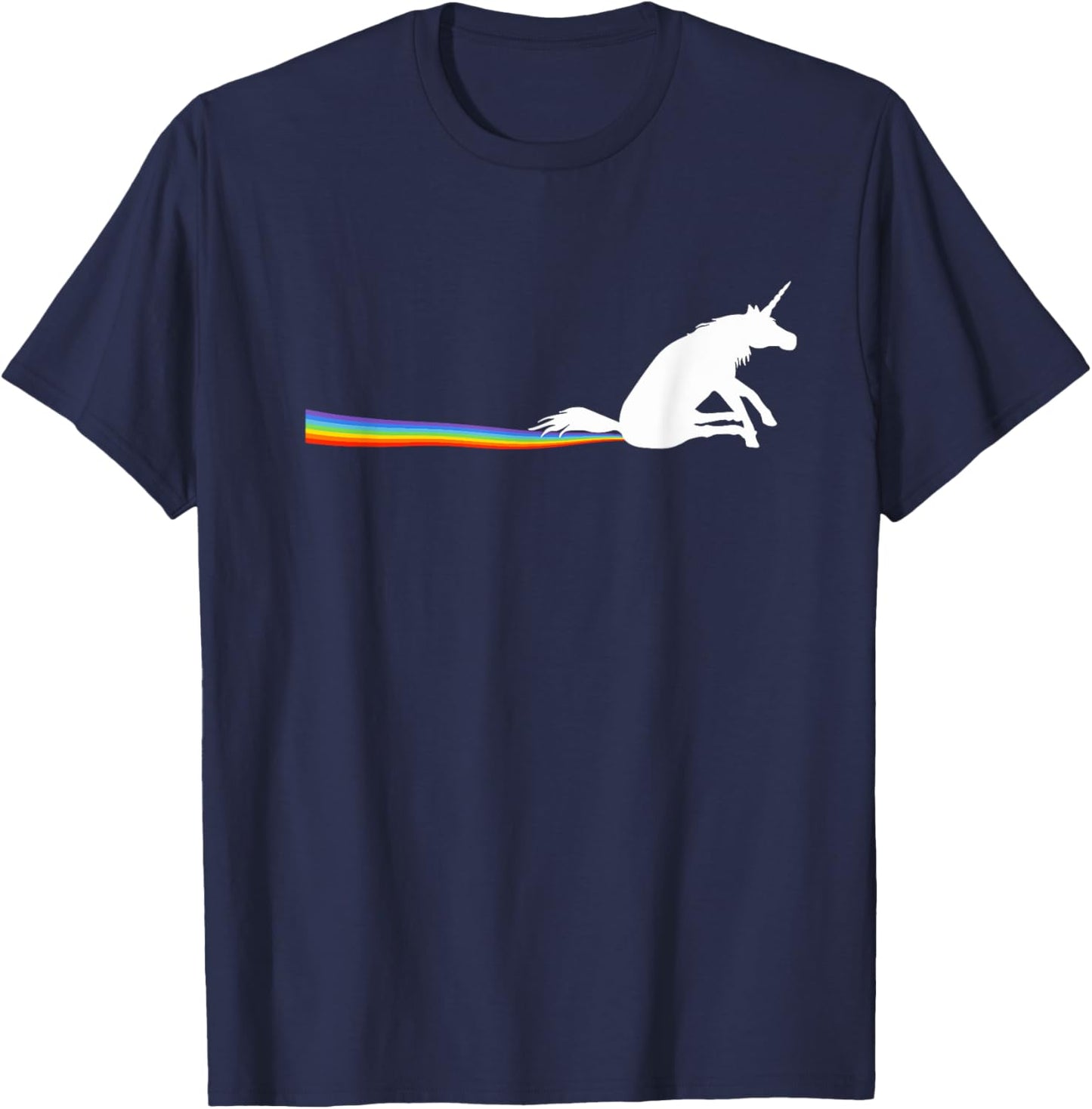 Funny Meme Scooting Unicorn Rainbow Poop Streak T-Shirt - T-Shirt | Navy