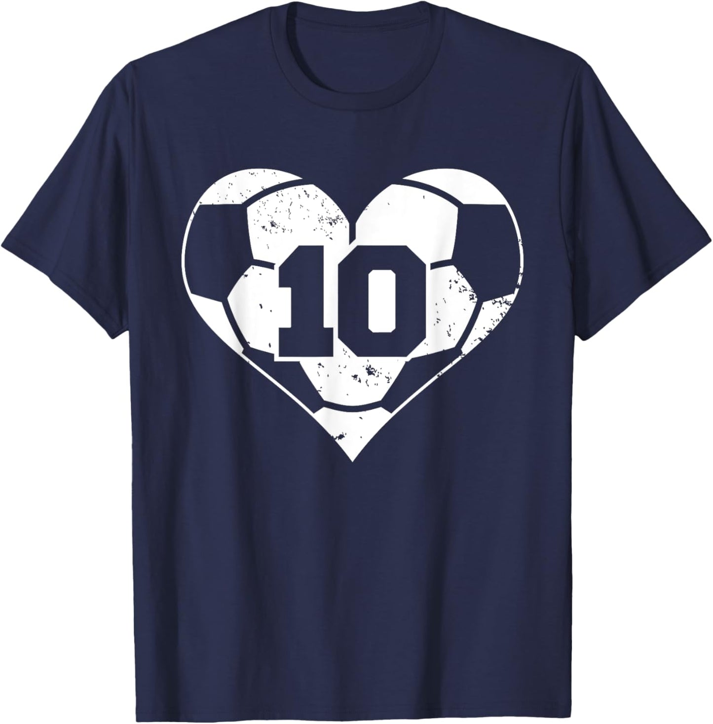Soccer Number 10 Jersey Funny Soccer Heart Game Day T-Shirt - T-Shirt | Navy
