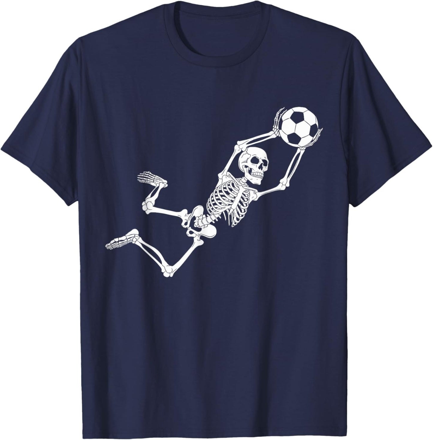 Funny Skeleton Soccer Lovers Spooky Halloween Goalkeeper T-Shirt - T-Shirt | Navy