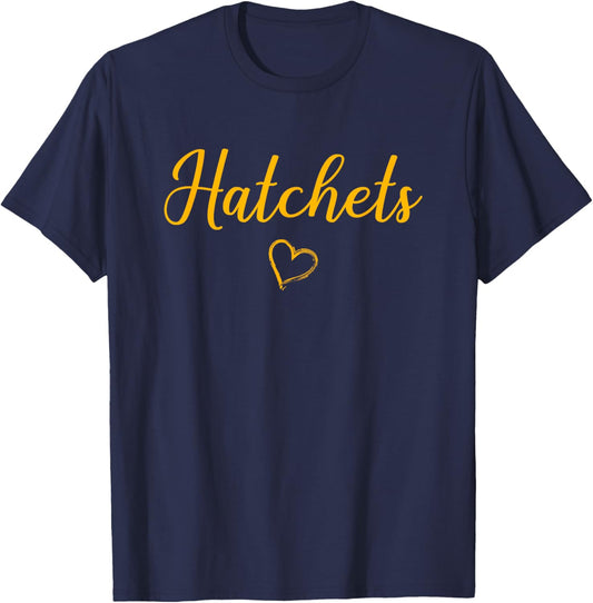 Bad Axe Hatchets Above Small Heart T-Shirt - T-Shirt | Navy