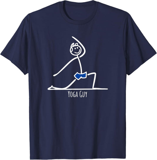 Yoga Guy Namaste meditation clothing Funny Yoga T-Shirt - T-Shirt | Navy