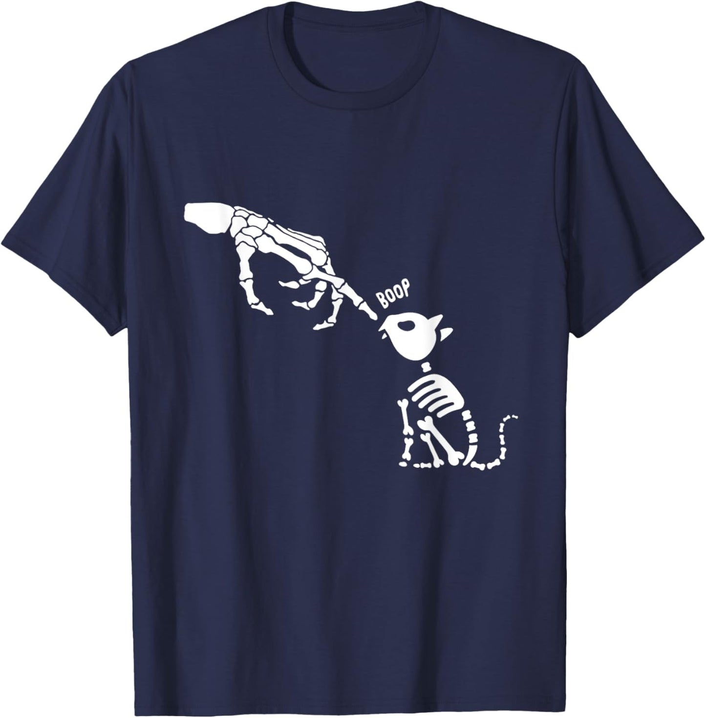 Skeleton Cat Halloween Goth Boop Cat Cute Halloween Women Kids T-Shirt - T-Shirt | Navy