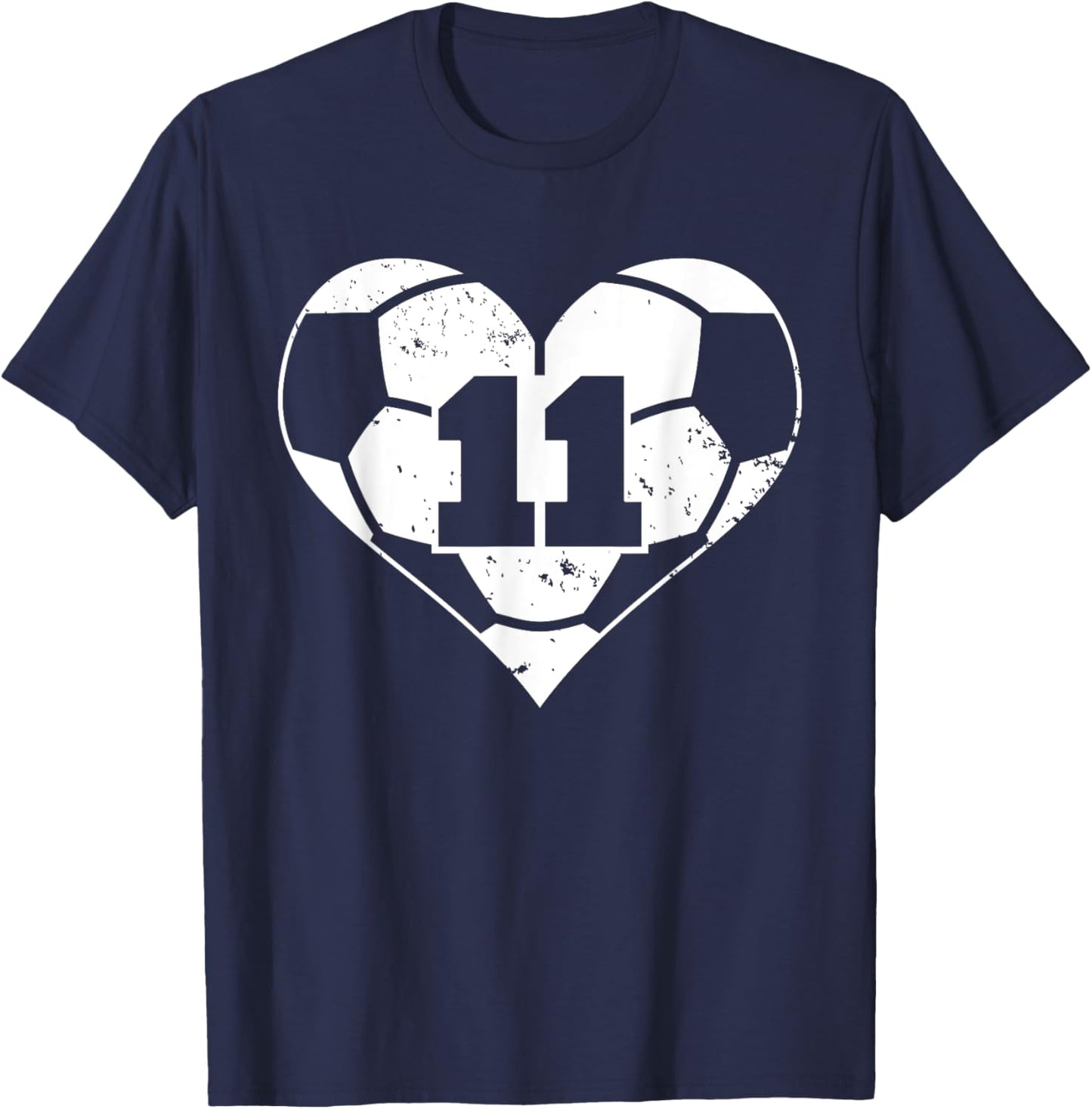 Soccer Number 11 Jersey Funny Soccer Heart Game Day T-Shirt - T-Shirt | Navy