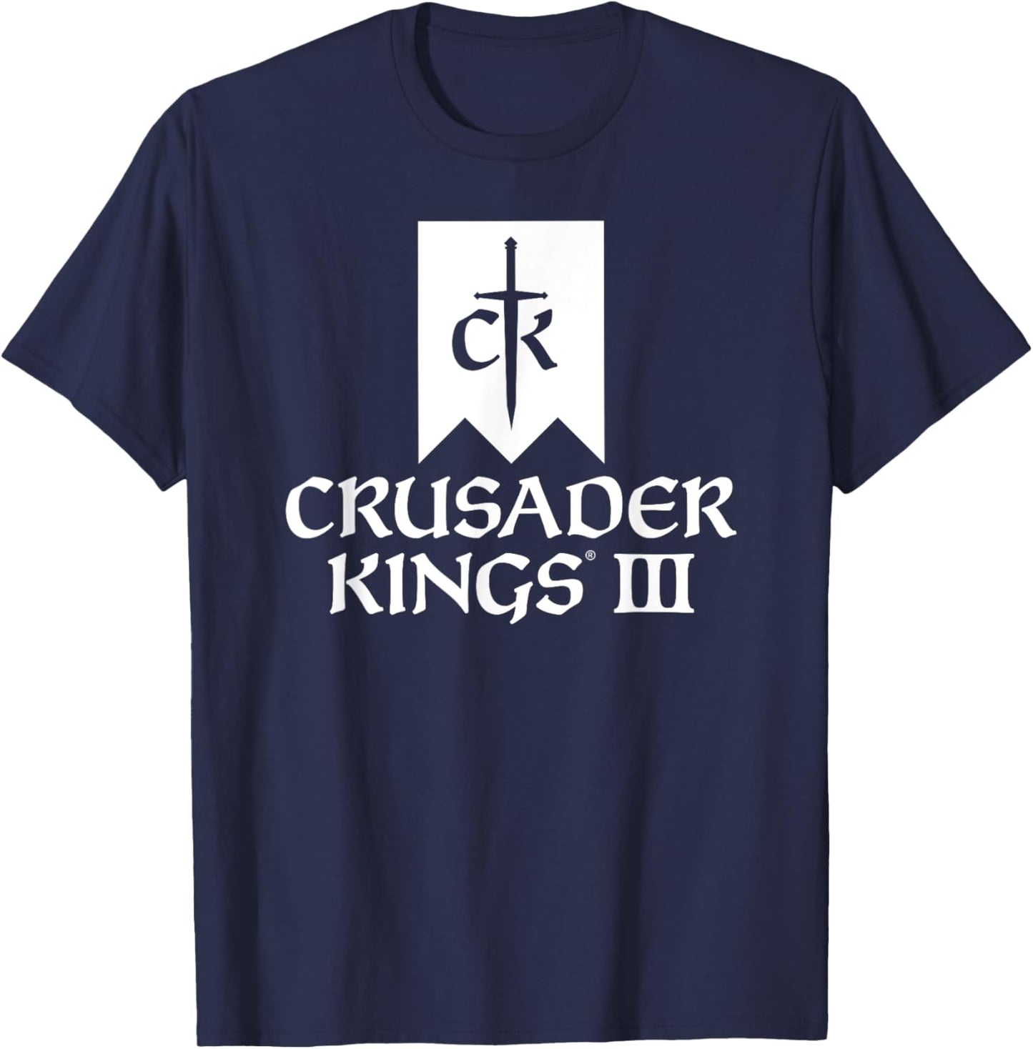 Crusader Kings III game logo white T-Shirt - T-Shirt | Navy