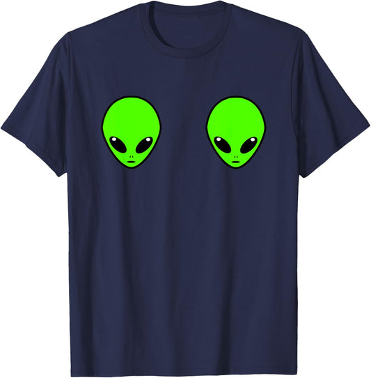 UFO Alien Head Boobs Bra, Halloween Adults Costume Women T-Shirt - T-Shirt | Navy