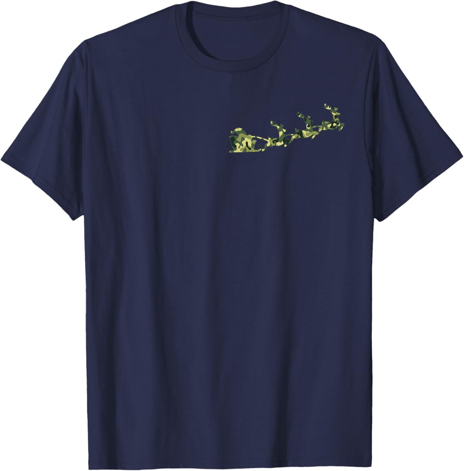 Camouflage Christmas Hunting Santa Reindeer Camo Men Pocket T-Shirt - T-Shirt | Navy