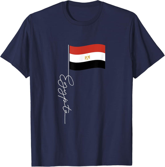 Egypt Signature Flag Pole - Elegant Patriotic Egyptian Flag T-Shirt - T-Shirt | Navy