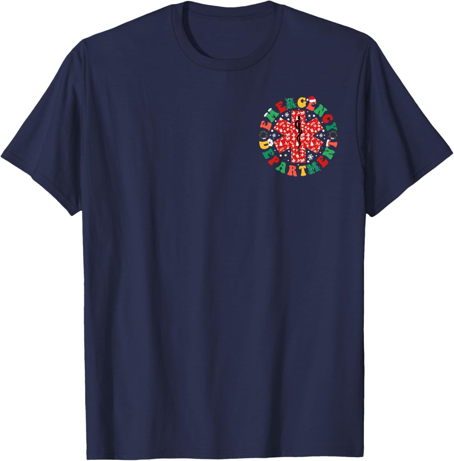 Emergency Department Christmas Skeleton ER Nurse Christmas T-Shirt - T-Shirt | Navy