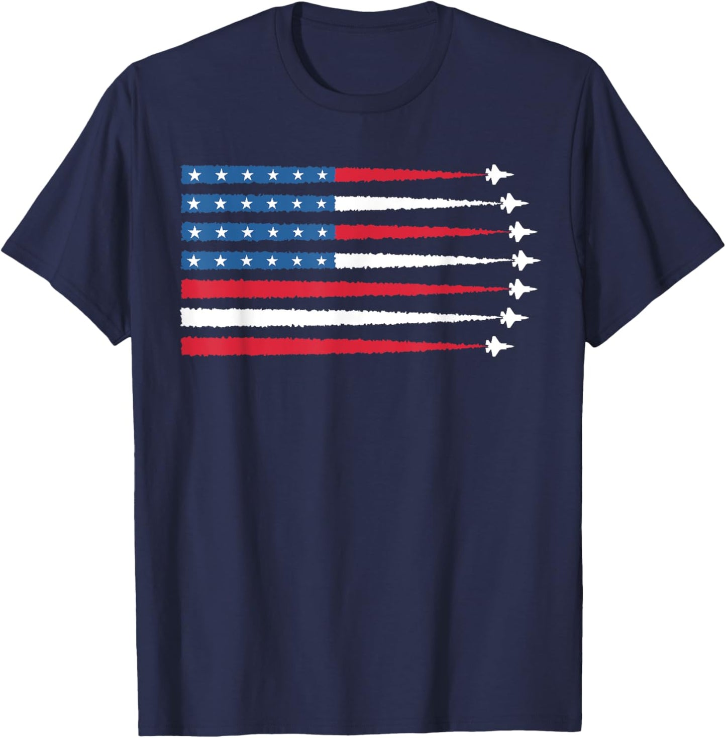 USA American Flag Men Women Kids Fighter Jets Patriotic T-Shirt - T-Shirt | Navy