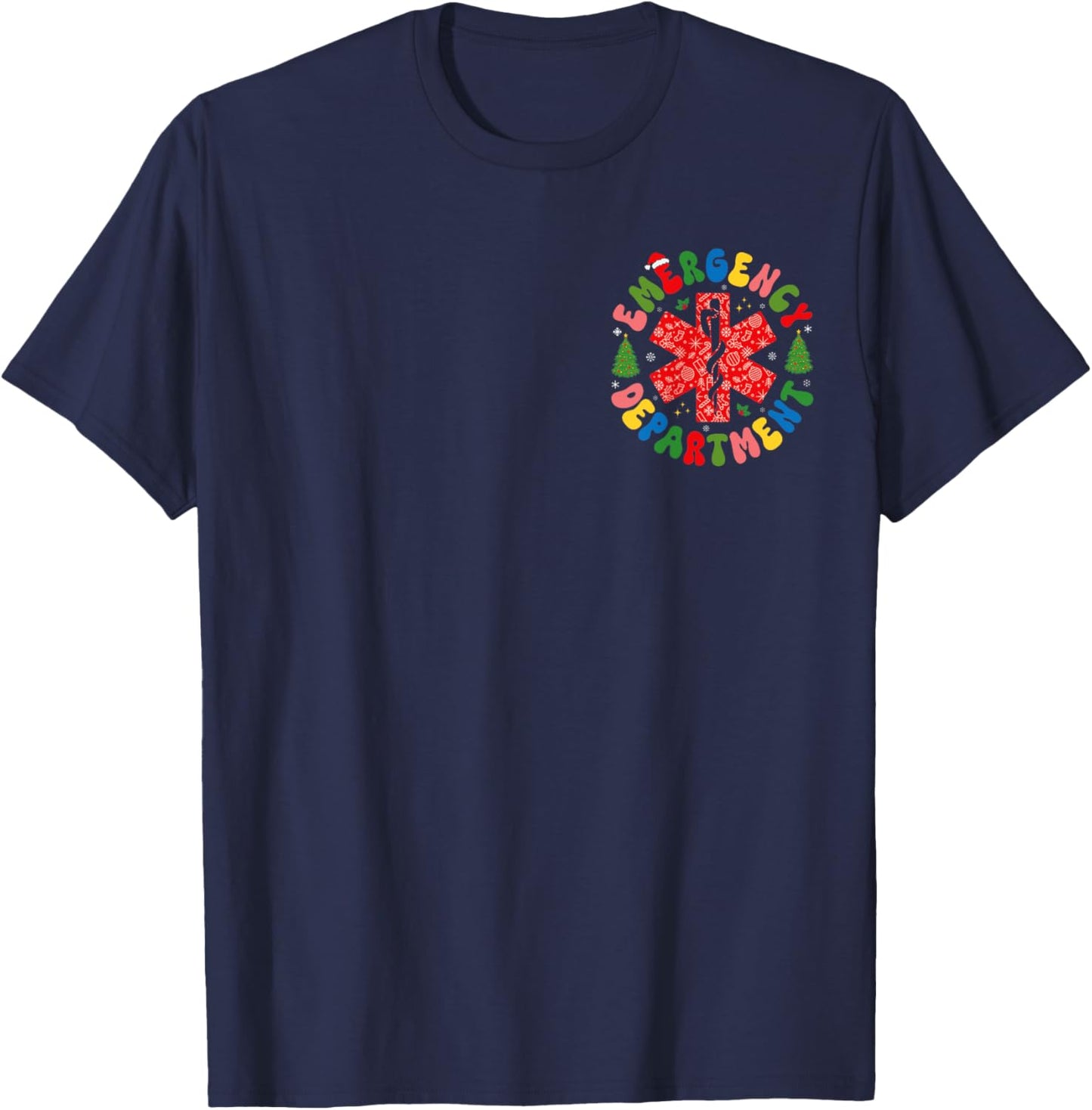 Emergency Department Christmas Emergency Room ER Nurse T-Shirt - T-Shirt | Navy