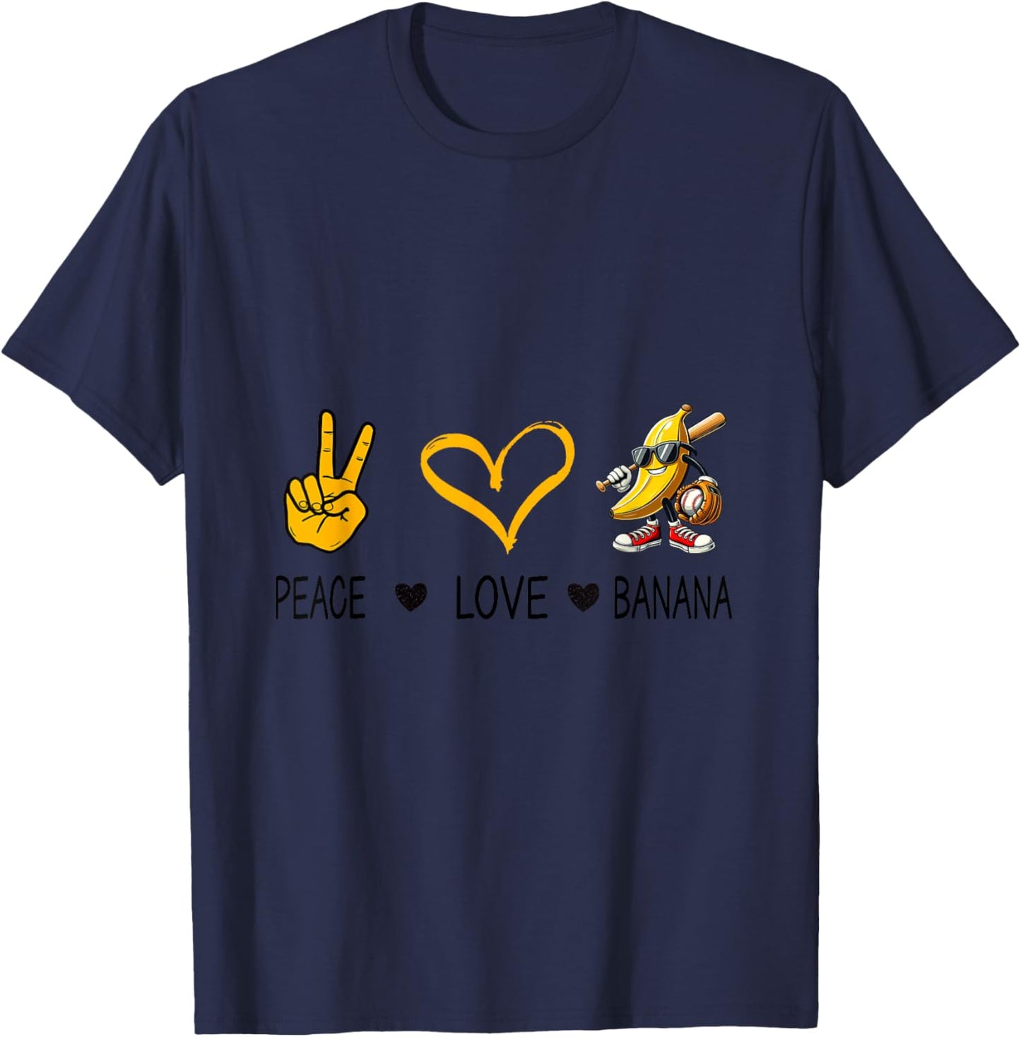 Peace Love Banana Funny Banana For Fruit Lover Vegan T-Shirt - T-Shirt | Navy