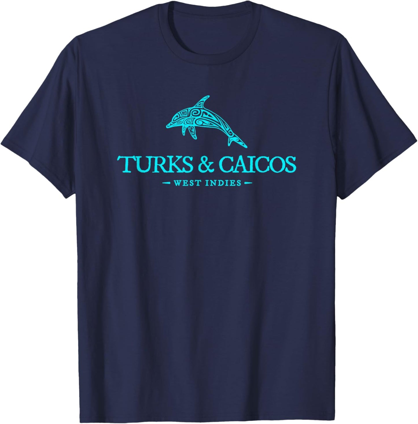 Turks and Caicos Islands Dolphin Colorful Cruise Souvenir T-Shirt - T-Shirt | Navy