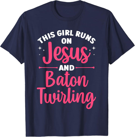 Baton Twirling Art Girls Color Guard Baton Twirler T-Shirt - T-Shirt | Navy