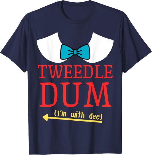 Tweedle Dum I'm With Dee Couple & Friends Funny Lazy Costume T-Shirt - T-Shirt | Navy