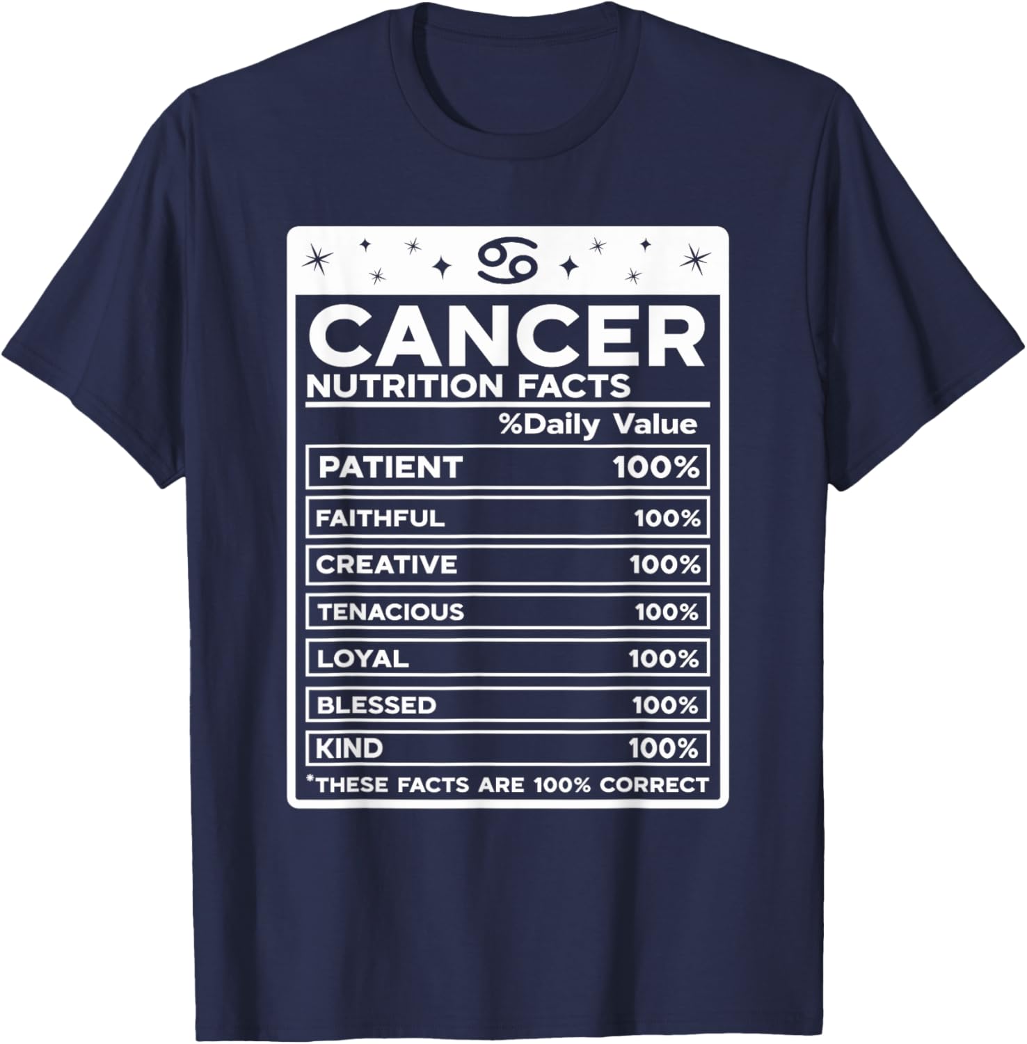 Cancer Nutritional Style Zodiac Design, Cancer T-Shirt - T-Shirt | Navy