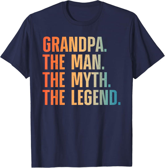 Grandpa Art For Grandfather Papa Papi From Grandkids Grandpa T-Shirt - T-Shirt | Navy