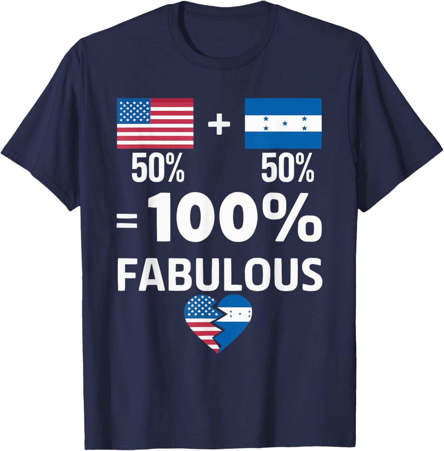 Half American Half Honduran USA Flag Honduras America T-Shirt - T-Shirt | Navy