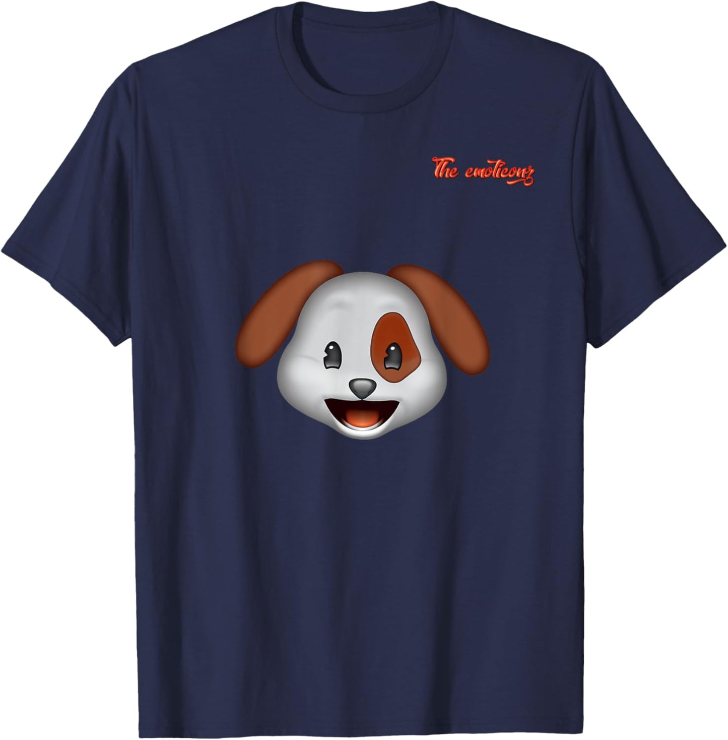 emoji happy enthusiastic dog face Men Women Kids T-Shirt - T-Shirt | Navy