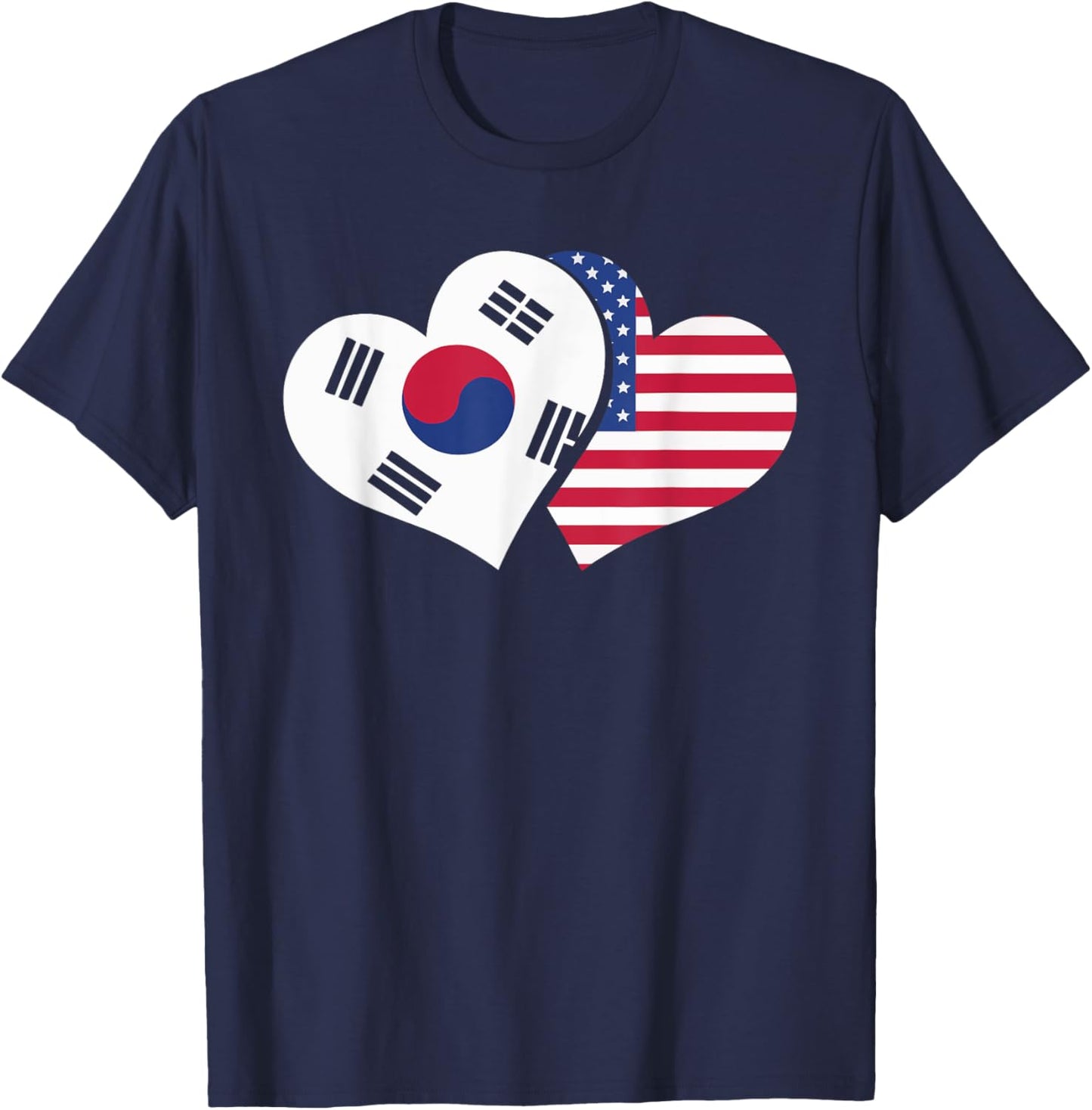 Half American Half Korean USA Flag South Korea America T-Shirt - T-Shirt | Navy