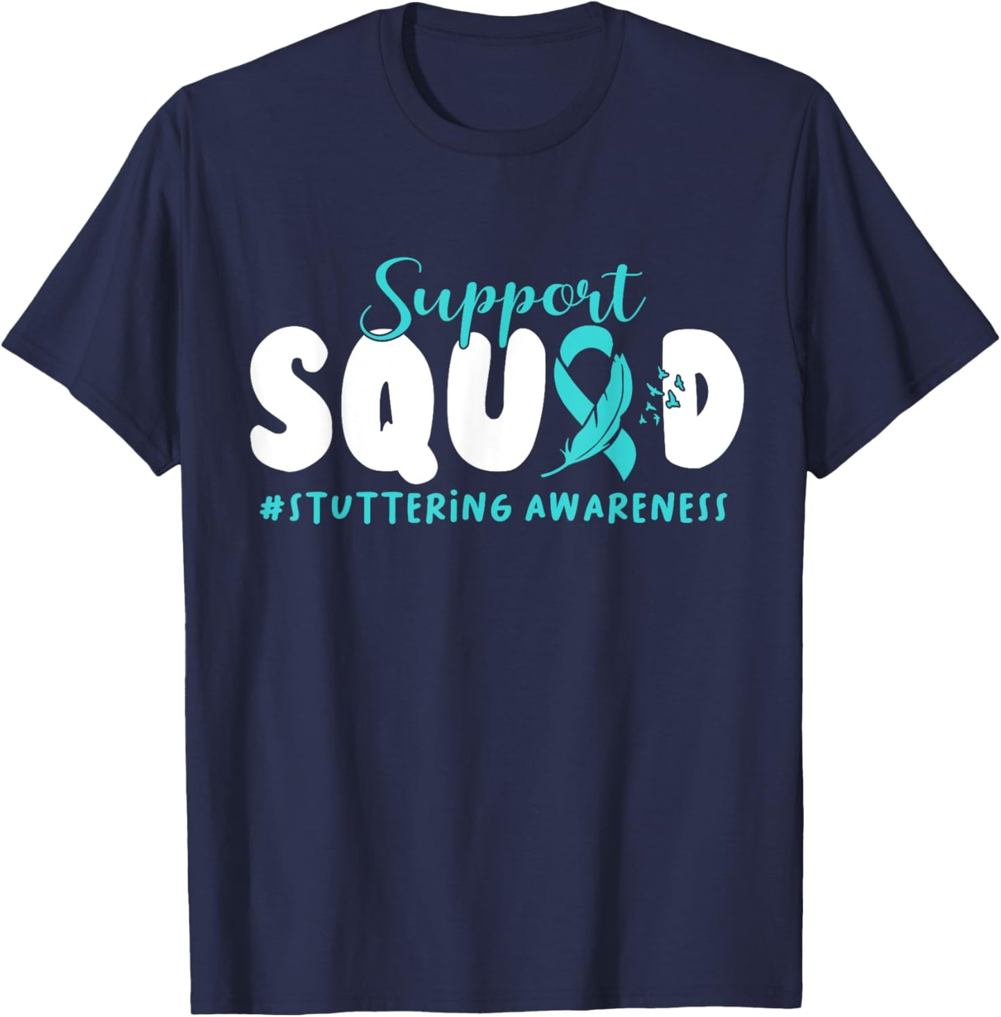 Support Stuttering Awareness American Flag Ribbon In October T-Shirt - T-Shirt | Navy