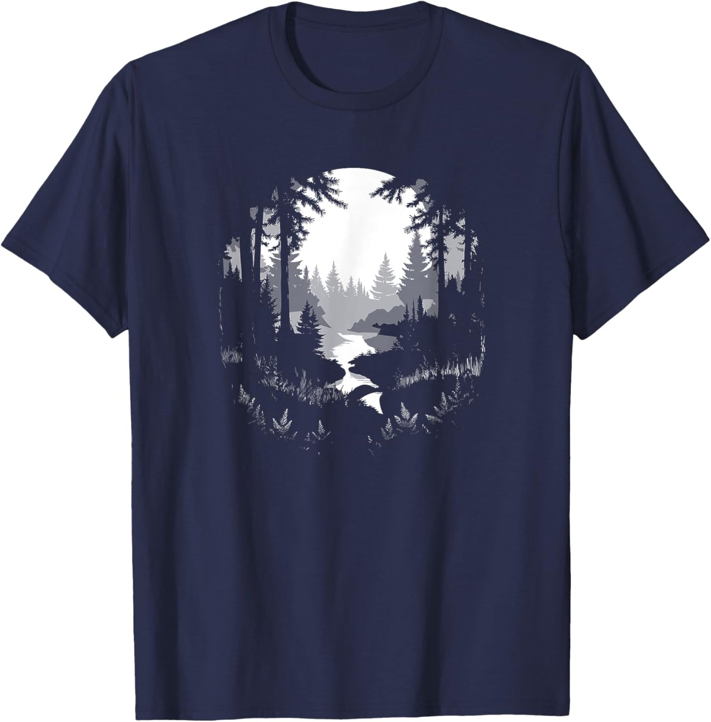 Night Nature Wildlife Trees Outdoor Men Boys Girls T-Shirt - T-Shirt | Navy