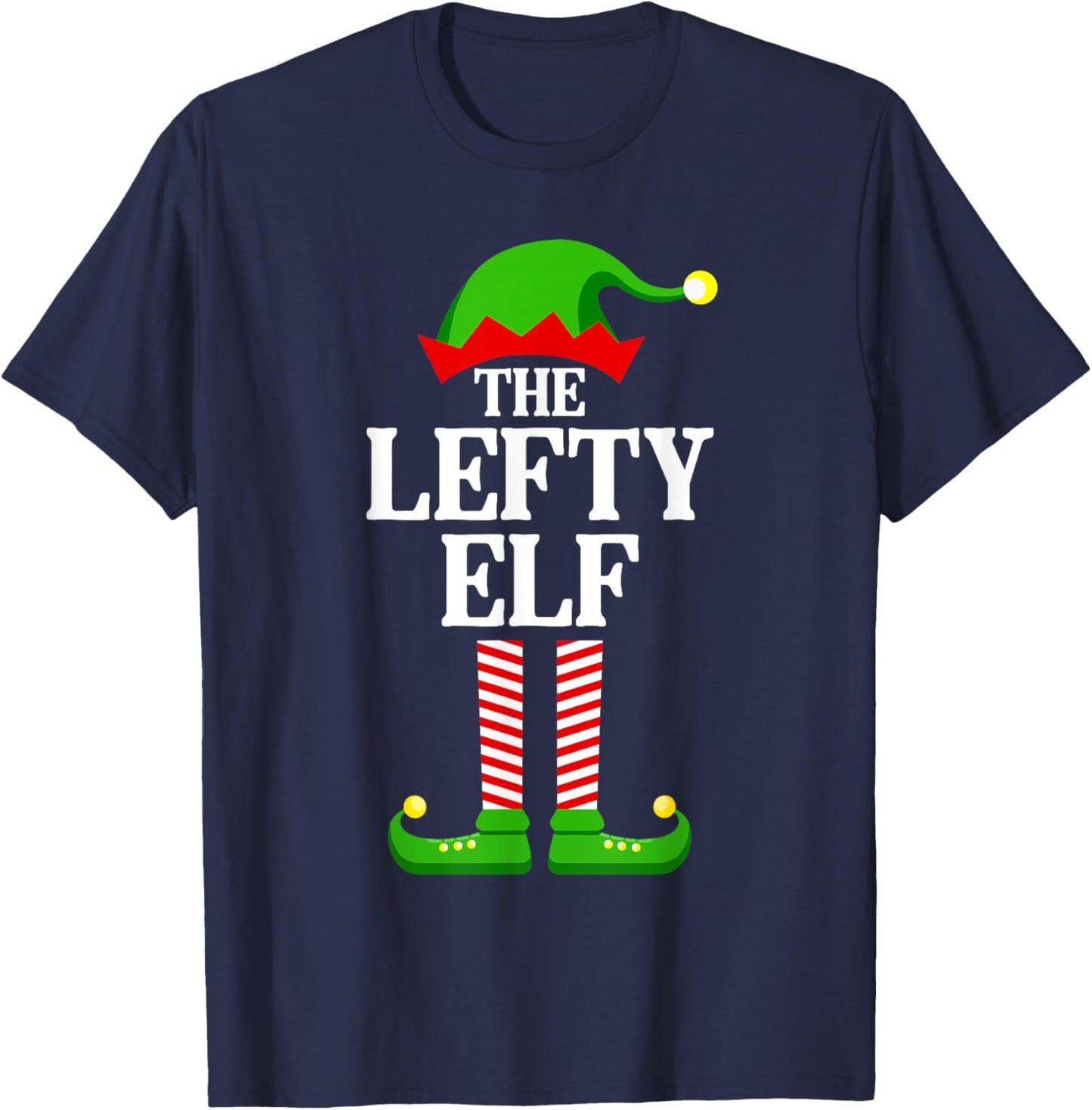 Lefty Elf Family Matching Group Funny Christmas T-Shirt - T-Shirt | Navy