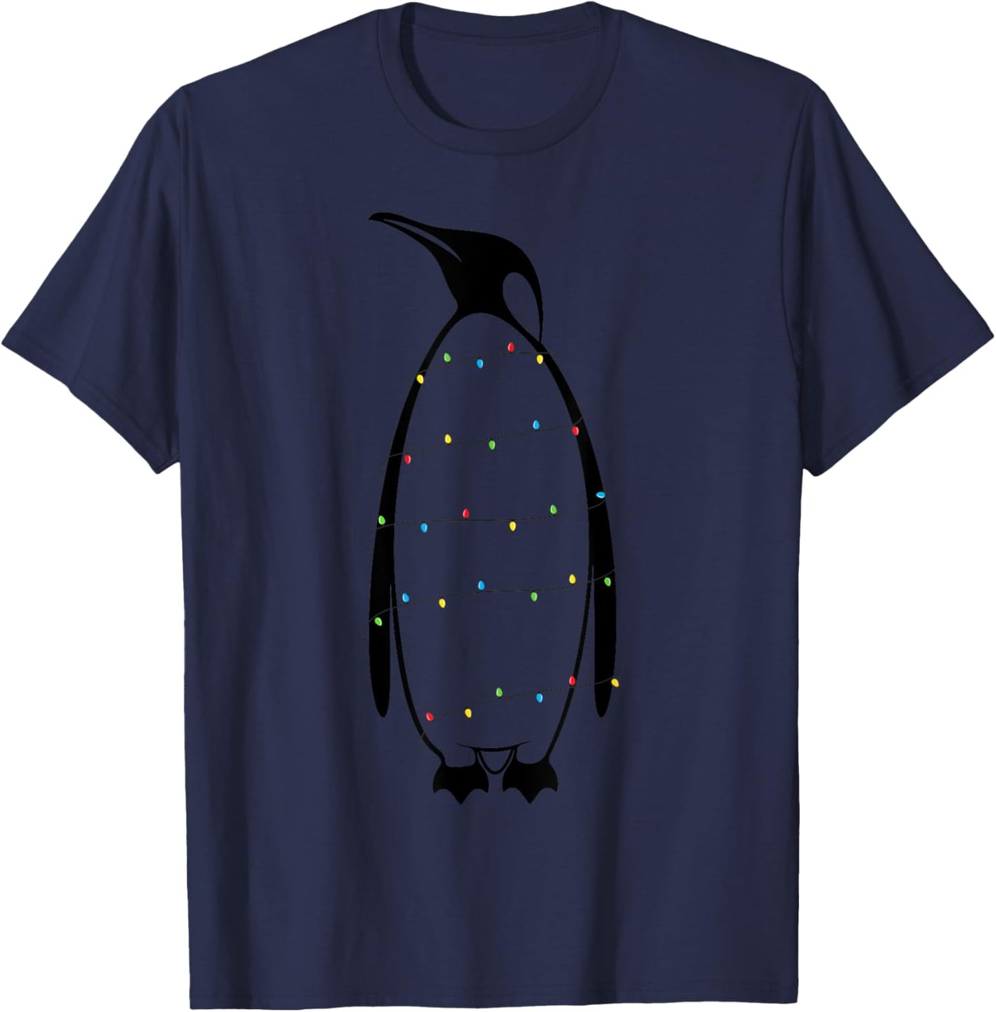Penguin Pajama Christmas Lights Winter Decor T-Shirt - T-Shirt | Navy