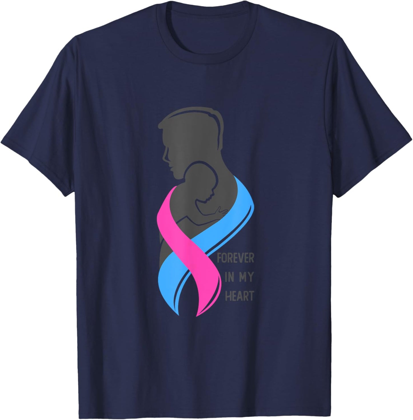 Forever In My Hearts, Infant Loss Awareness Month T-Shirt - T-Shirt | Navy