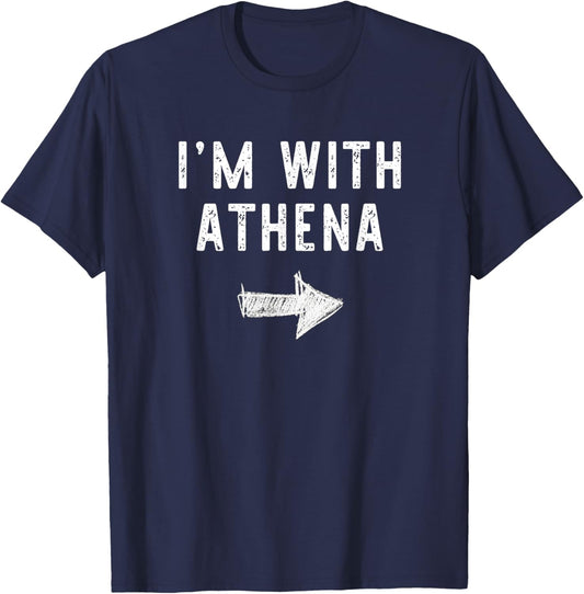 I'm With Athena Costume Halloween Matching Couple T-Shirt - T-Shirt | Navy
