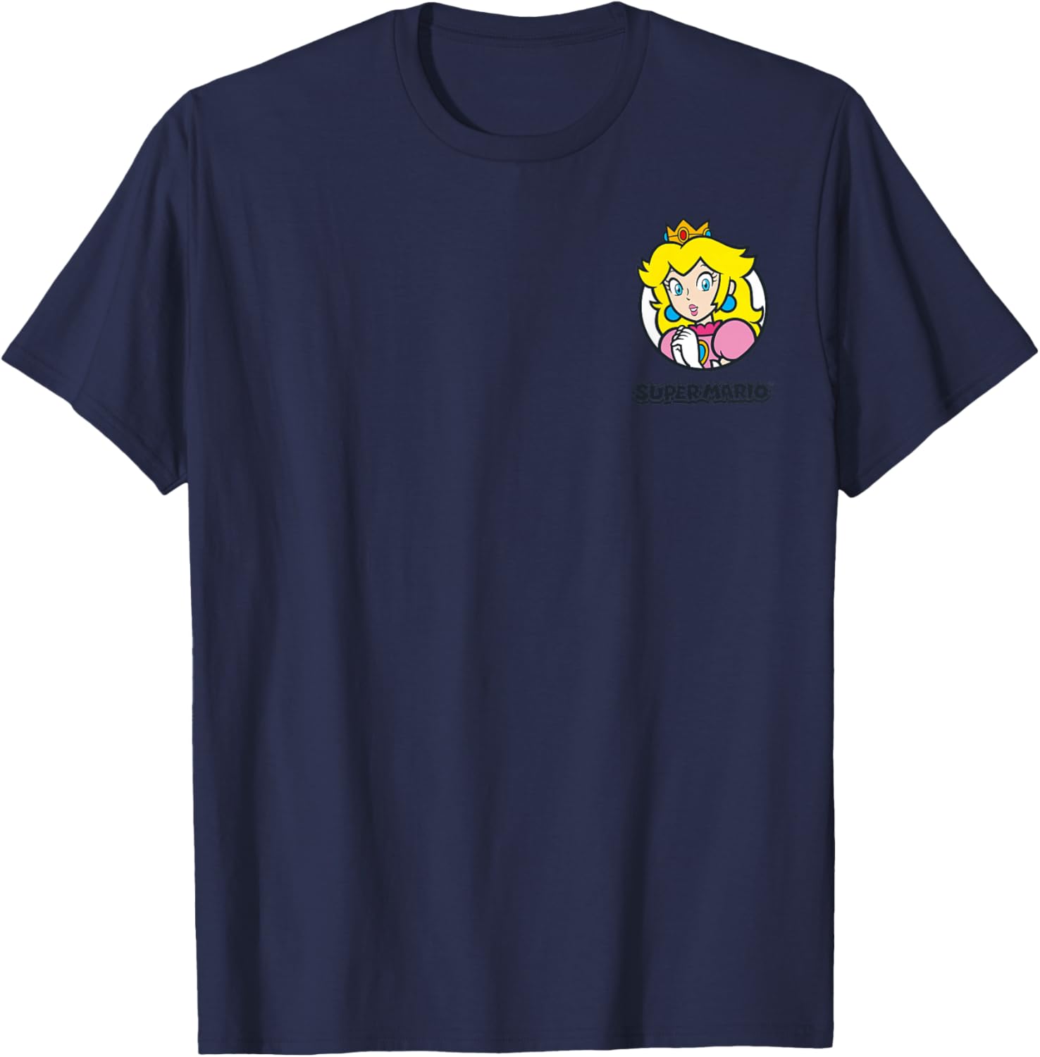 Super Mario Princess Peach Classic Left Chest Icon T-Shirt - T-Shirt | Navy