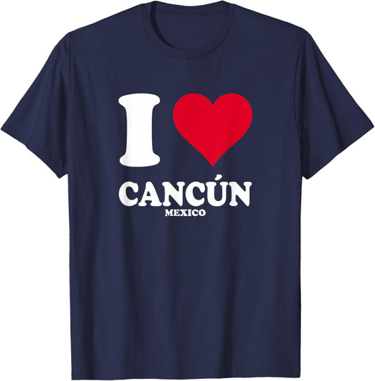 Red Heart I Love Cancun T-Shirt - T-Shirt | Navy
