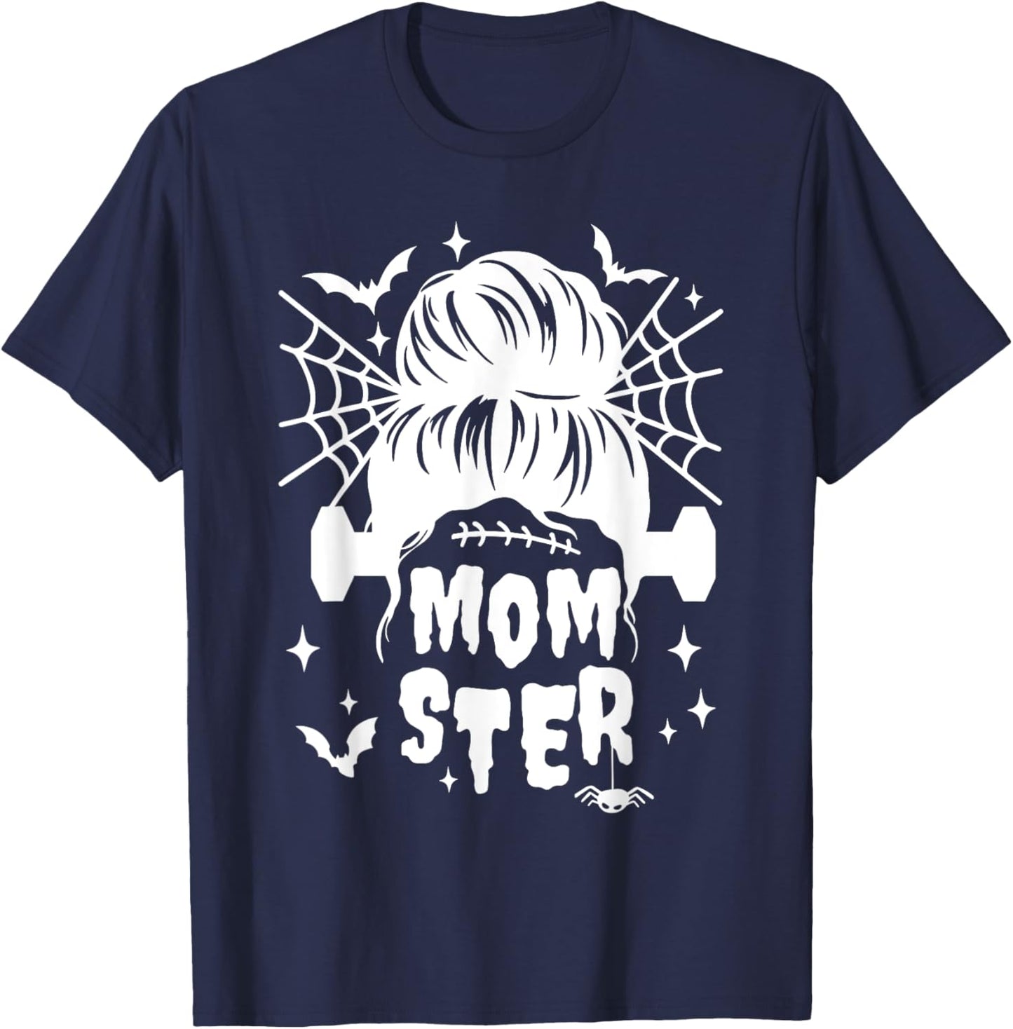 Momster Halloween Mommy Mama Hair Bun /Family Matching Party T-Shirt - T-Shirt | Navy