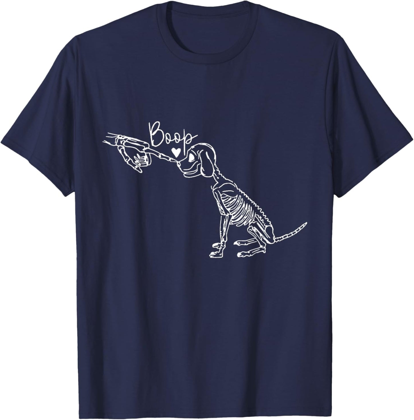 Retro Cute Skeleton Hand Boop Dog Funny Halloween T-Shirt - T-Shirt | Navy