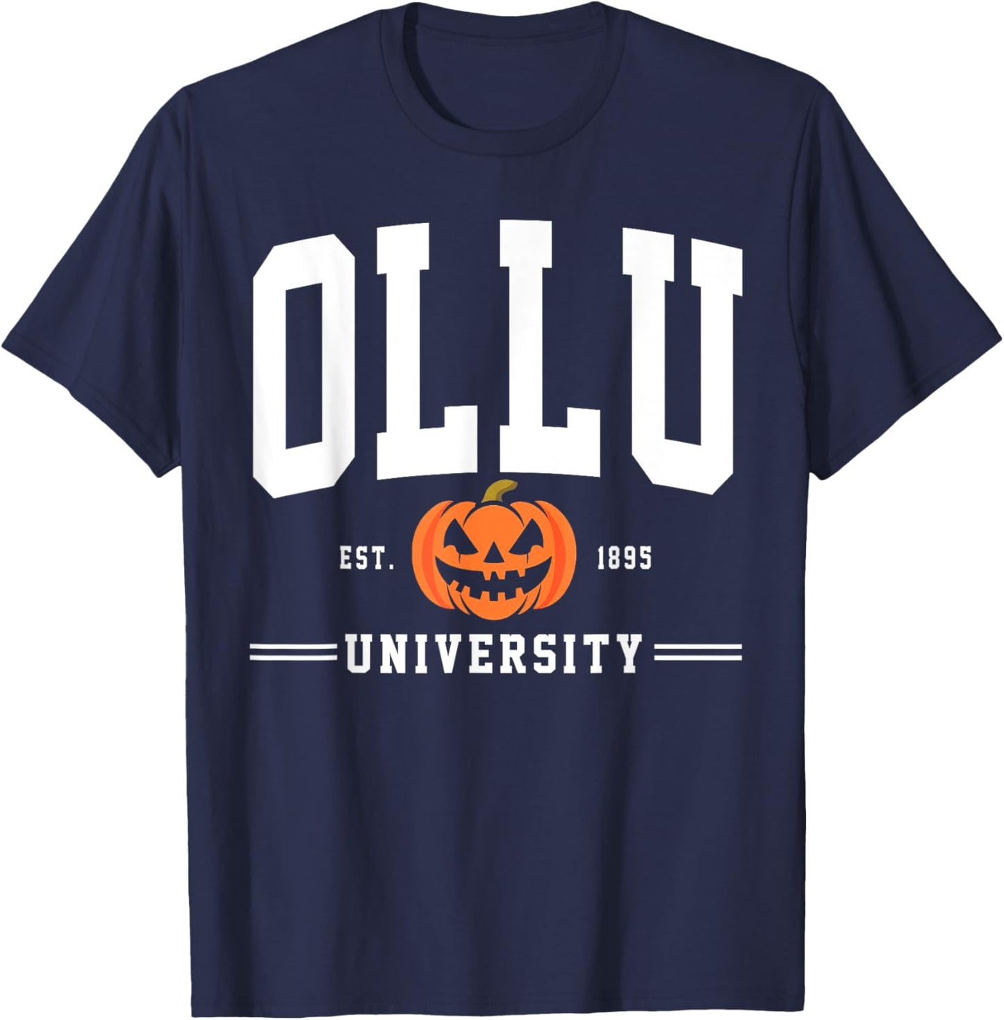 Our Lady of the Lake University Arch Halloween Design Retro T-Shirt - T-Shirt | Navy