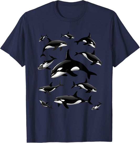 Cool Orca Art Women Kids Killer Whale Orca Lover T-Shirt - T-Shirt | Navy