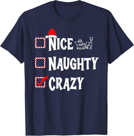 Nice Naughty - Crazy Christmas List T-Shirt - T-Shirt | Navy