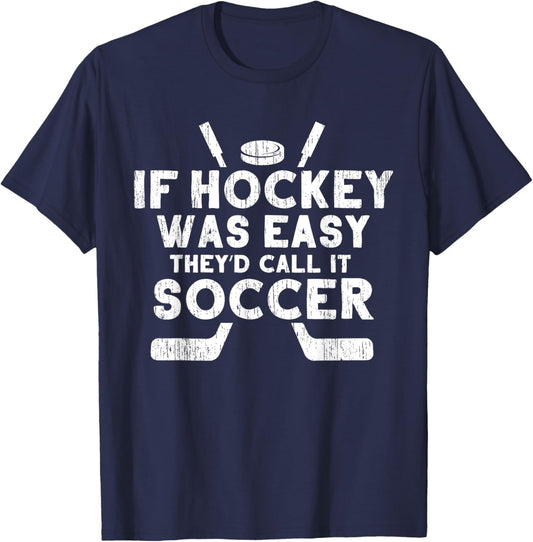 Funny Ice Hockey Player Goalie Sports Gift Men Women Kids T-Shirt - T-Shirt | Navy