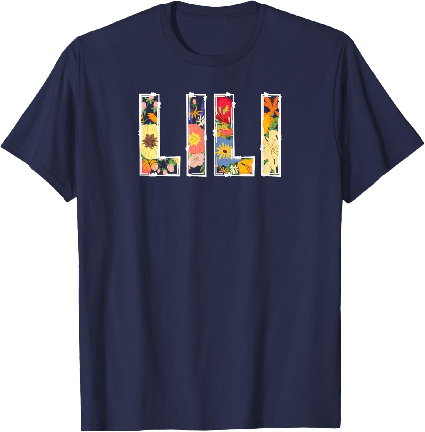 Lili Flowers Lili Grandma Lili Grandmother T-Shirt - T-Shirt | Navy