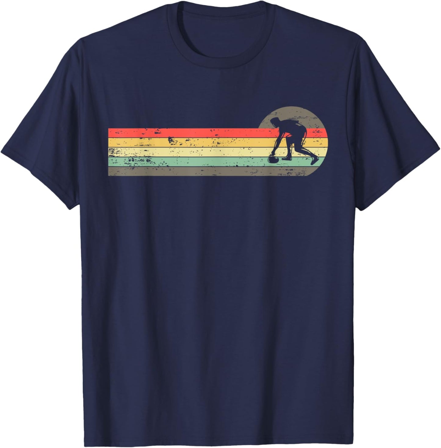 Retro Curler Curling Stone T-Shirt - T-Shirt | Navy