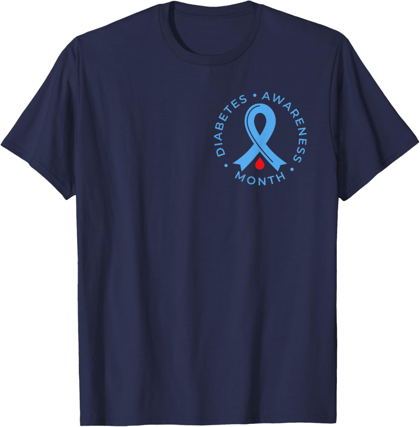 Diabetes Awareness Month Diabetic Blue Love Ribbon T1D T2D T-Shirt - T-Shirt | Navy