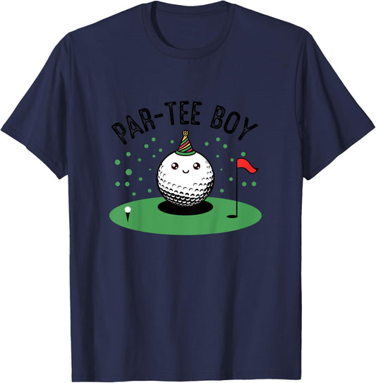 Kids Par- Boy Cute Golf Birthday Party Boys T-Shirt - T-Shirt | Navy