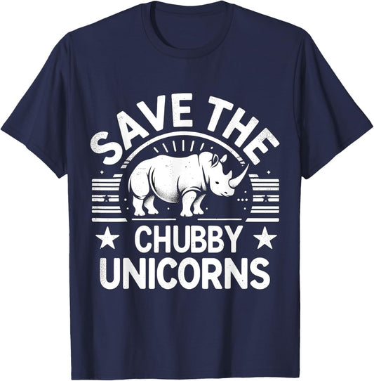 Rhino Save the Cubby Unicorns Rhinoceros T-Shirt - T-Shirt | Navy