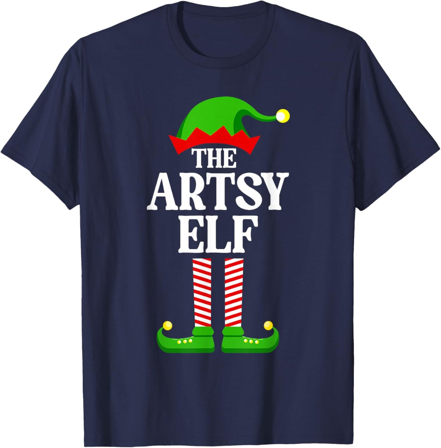 Artsy Elf Family Matching Group Funny Christmas T-Shirt - T-Shirt | Navy