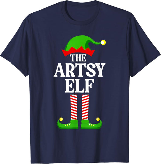 Artsy Elf Family Matching Group Funny Christmas T-Shirt - T-Shirt | Navy