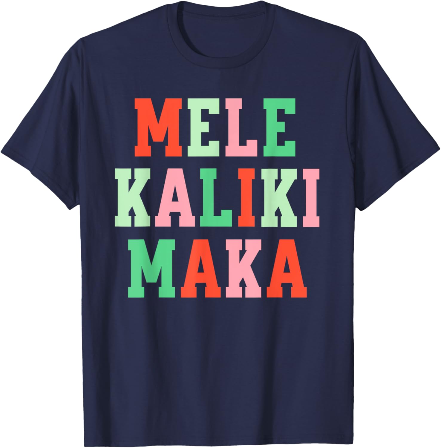 Retro Mele Kalikimaka Hawaii Hawaiian Tropical Christmas T-Shirt - T-Shirt | Navy