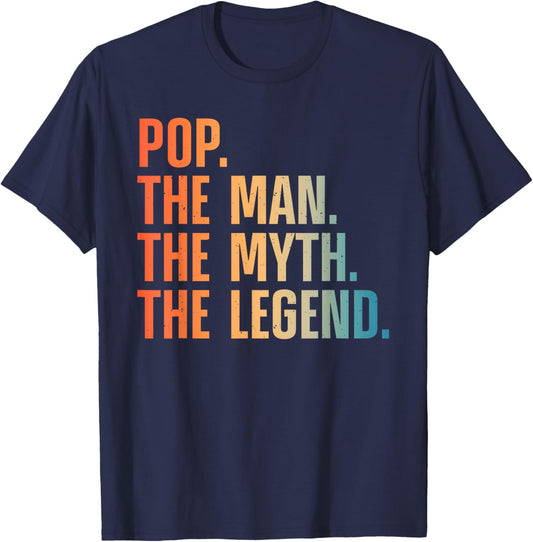 Funny Pop Design For Grandpa Grandfather From Grandkids Pop T-Shirt - T-Shirt | Navy