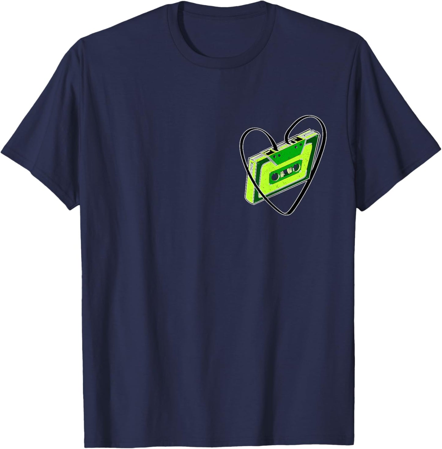 Green Cassette Old School Love Green Color Graphic T-Shirt - T-Shirt | Navy