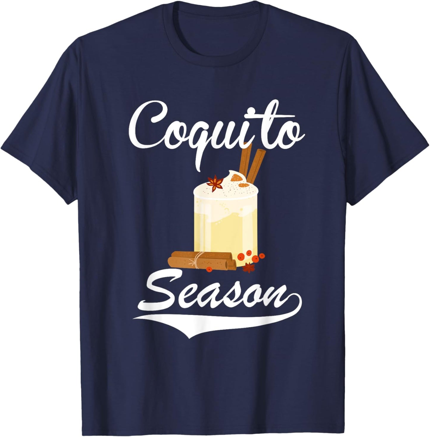 Funny Puerto Rican Christmas hispanic Coquito season Boricua T-Shirt - T-Shirt | Navy